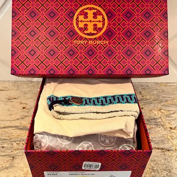 Tory Burch  Studded Black and Gold Flip Flop - Picture 3 of 7